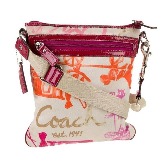 COACH1941 Nylon Multi-Print Small Shouldsr/Messenger Bag Purse - Picture 5 of 7